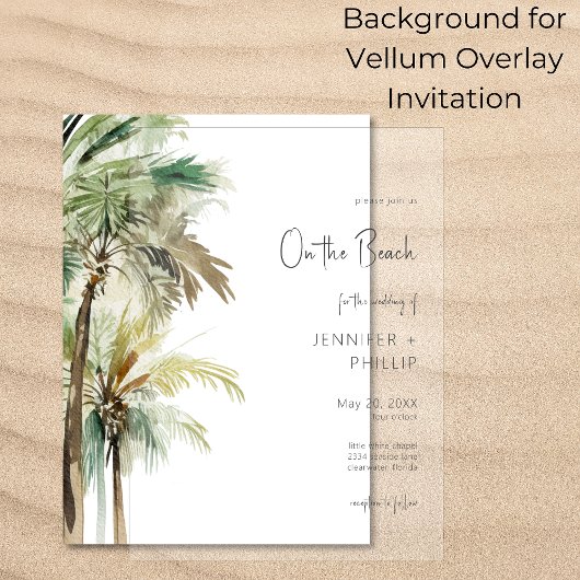 Invitation Palm Trees Vellum moderne Arrière - plan Mariage