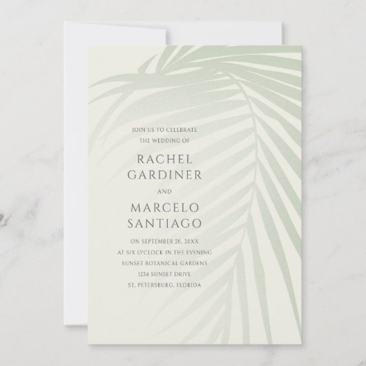 Invitation Palm Tropical Beach Destination Mariage (Devant)