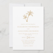 Invitation Palm Tropical Beach Sable Mariage beige (Devant)