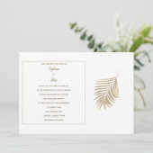 Invitation Palm Tropical Feuille Golden Sepia Motif Mariage (Debout devant)
