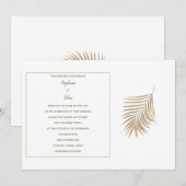 Invitation Palm Tropical Feuille Golden Sepia Motif Mariage (Devant / Derrière)