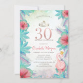 Invitation Palm tropical Feuille Hibiscus Flamant rose rose 3 (Devant)