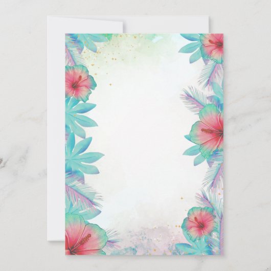 Invitation Palm tropical Feuille Hibiscus Flamant rose rose 5 (Dos)
