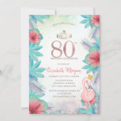 Invitation Palm tropical Feuille Hibiscus Flamant rose rose 8 (Devant)