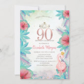 Invitation Palm tropical Feuille Hibiscus Flamant rose rose 9 (Devant)