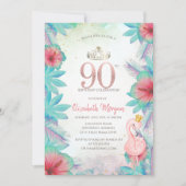 Invitation Palm tropical Feuille Hibiscus Flamant rose rose 9 (Devant)