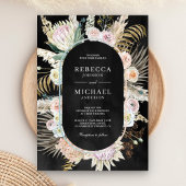 Invitation Palm Tropical Séché Pampas Floral Mariage noir