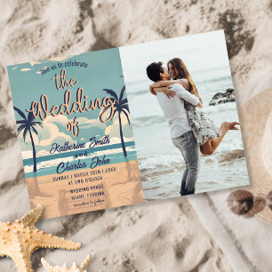 Invitation Palm Vintage Beach Mariage Photo