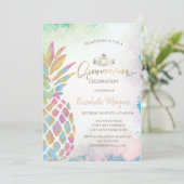 Invitation Palme d'ananas coloré tropical été (Debout devant)