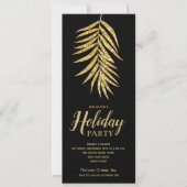 Invitation Palme de Parties scintillant d'or en Noël noir (Devant)