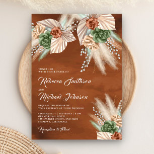 Invitation Palme d'ivoire Terme Floral Pampas Terracotta Mari
