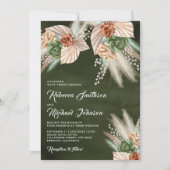Invitation Palme d'ivoire Terme Pampas Sage Mariage vert (Devant)