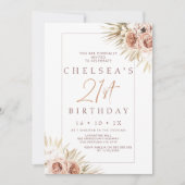 Invitation Palme florale Boho moderne 21e anniversaire (Devant)