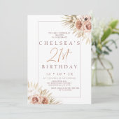 Invitation Palme florale Boho moderne 21e anniversaire (Debout devant)