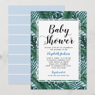 Invitation Palme Tropical Feuille Bébé Garçon Douche
