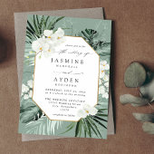Invitation Palme tropicale & blanc Mariage floral V2B LNM Ver