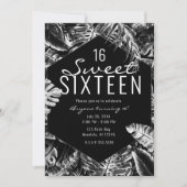 Invitation Palme tropicale blanche et noire Feuille douce 16 (Devant)