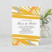 Invitation Palme tropicale d'été Abstrait Mariage gris jaune (Debout devant)