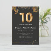 Invitation Palme Tropicale d'or Feuille 10e anniversaire (Debout devant)