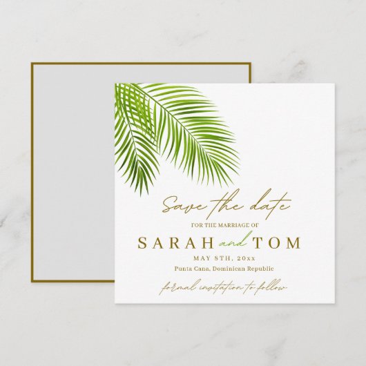 Invitation Palme tropicale Enregistrer la date (Devant / Derrière)