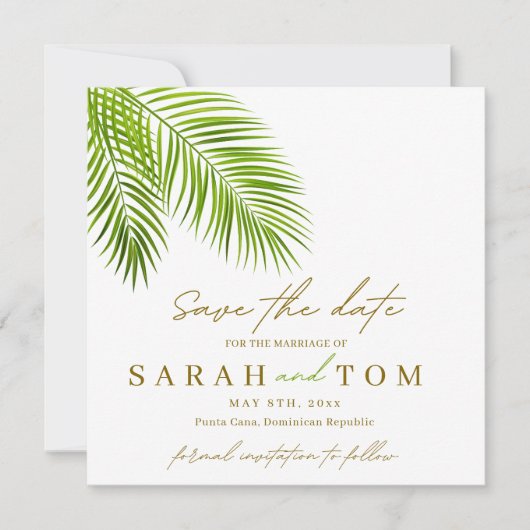 Invitation Palme tropicale Enregistrer la date (Devant)