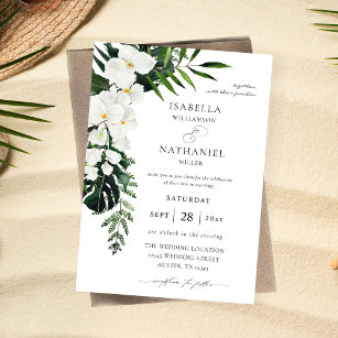 Invitation Palme tropicale et Mariage floral blanc 2