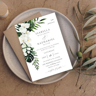 Invitation Palme tropicale et Mariage floral blanc 2 V2