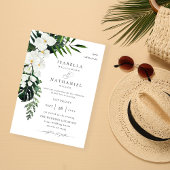 Invitation Palme tropicale et Mariage floral blanc 2 V2