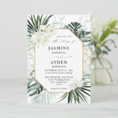 Invitation Palme tropicale et Mariage floral blanc V2 LN (Debout devant)