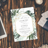 Invitation Palme tropicale et Mariage floral blanc V2B LNM
