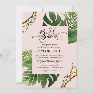 Invitation Palme Tropicale Exotique   Fête de Mariage Rose Te