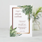 Invitation Palme tropicale exotique luxuriante Feuille cadre  (Debout devant)