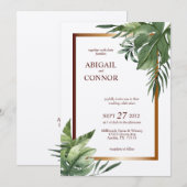 Invitation Palme tropicale exotique luxuriante Feuille cadre  (Devant / Derrière)