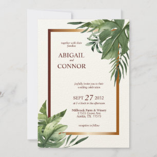 Invitation Palme tropicale exotique luxuriante Feuille cadre