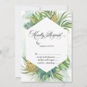 Invitation Palme tropicale Feuille été RSVP (Devant)