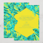 Invitation Palme Tropicale Jaune & Turquoise Feuille Mariage (Devant / Derrière)
