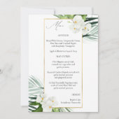 Invitation Palme tropicale & Menu Floral Blanc (Devant)