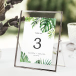Invitation Palme tropicale sauvage 5x7" Numéro de tableau<br><div class="desc">Ce palmier tropical sauvage 5x7" numéro de table est parfait pour une plage ou un mariage de destination. Le design comprend un éventail exotique de feuilles de bananiers d'aquarelle verte, fougères, feuillage, plantes botaniques et verdure pour une sensation tropicale estivale. La carte s'imprime à l'avant et à l'arrière (double face)....</div>