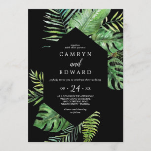 Invitation Palme tropicale sauvage   Black Hexagon Décontract