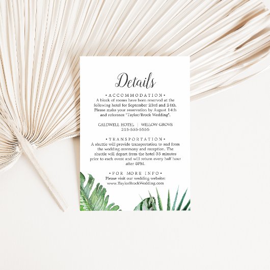 Invitation Palme tropicale sauvage Détails imprimable ou impr