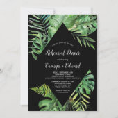 Invitation Palme tropicale sauvage | Dîner de répétition noir (Devant)