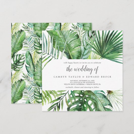 Invitation Palme tropicale sauvage | Motif Le Mariage Du Carr (Devant / Derrière)