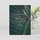 Invitation Palme Tropicale Vert foncé Feuilles Mariage élégan (Debout devant)