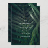 Invitation Palme Tropicale Vert foncé Feuilles Mariage élégan (Devant / Derrière)