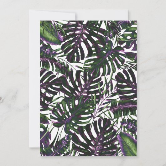 Invitation Palme tropicale violette et verte Feuille douce 16 (Dos)