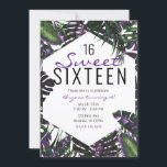 Invitation Palme tropicale violette et verte Feuille douce 16<br><div class="desc">personnaliser pour tout événement</div>