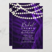 Invitation Palme tropicale violette Feuilles & Fête des marié (Devant / Derrière)