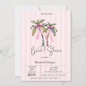 Invitation Palmes de cabot rose Fête des mariées à rayures ro (Devant)