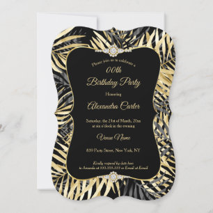 Invitation Palmes d'or gris noir Diamond Anniversaire