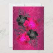 Invitation Palmes noires roses Hibiscus Damask Anniversaire (Dos)